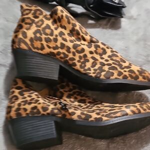 Leopard Print Ankle Boots Womens Size 9.5